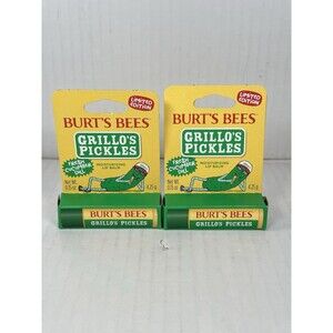 Lot Of 2 - Burt's Bees GRILLO’S PICKLES Cucumber Dill Lip Balm Limited Edition